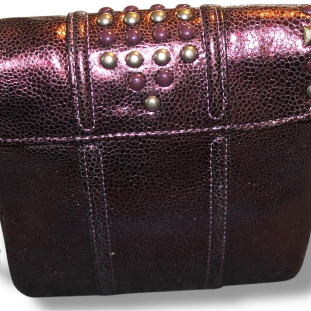 Coach Kristin Studded Convertible Crossbody MINI Bag Metallic Purple Boysenberry - Picture 4 of 12
